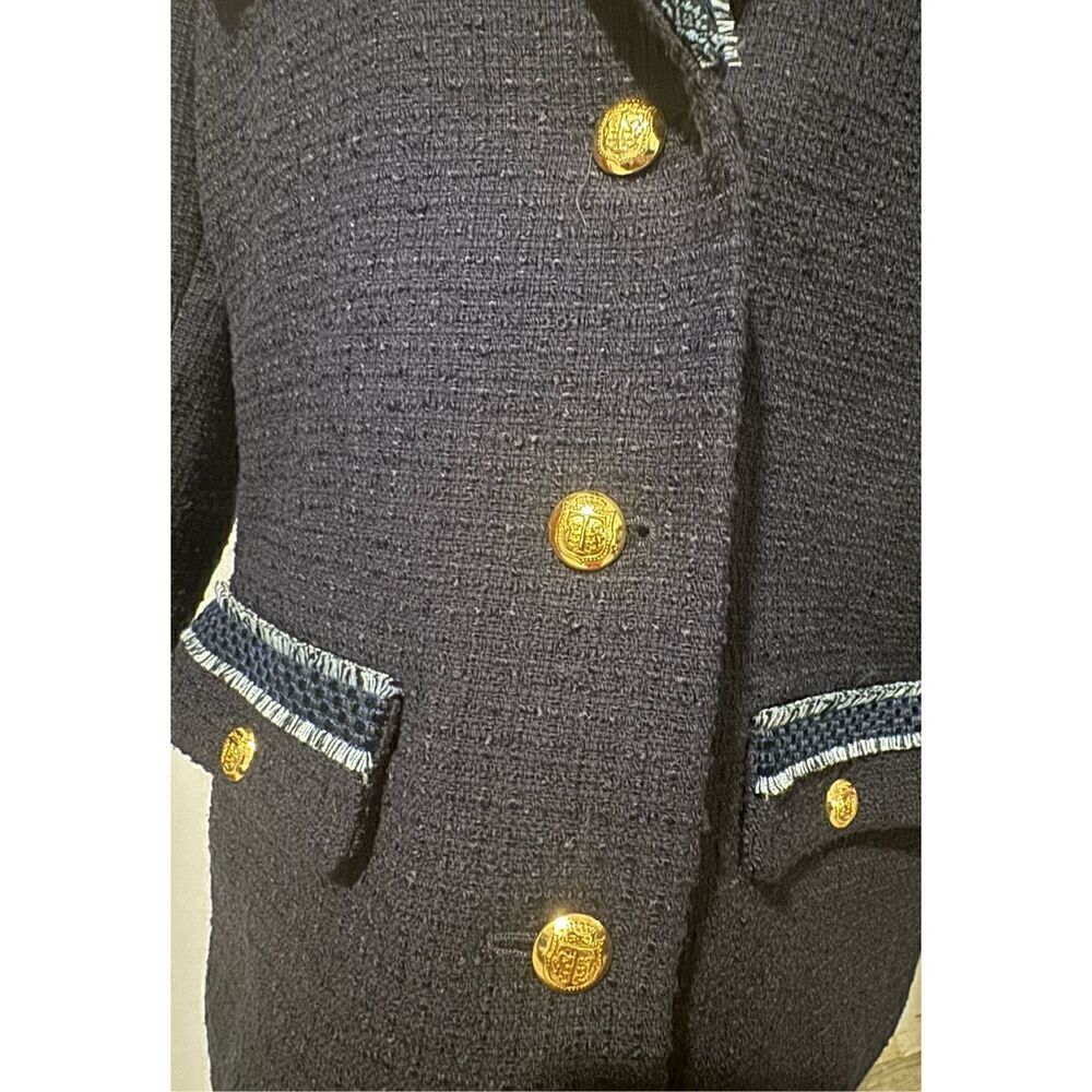 Talbots Contrast trim Tweed jacket Gold button front 10 - Picture 6 of 11